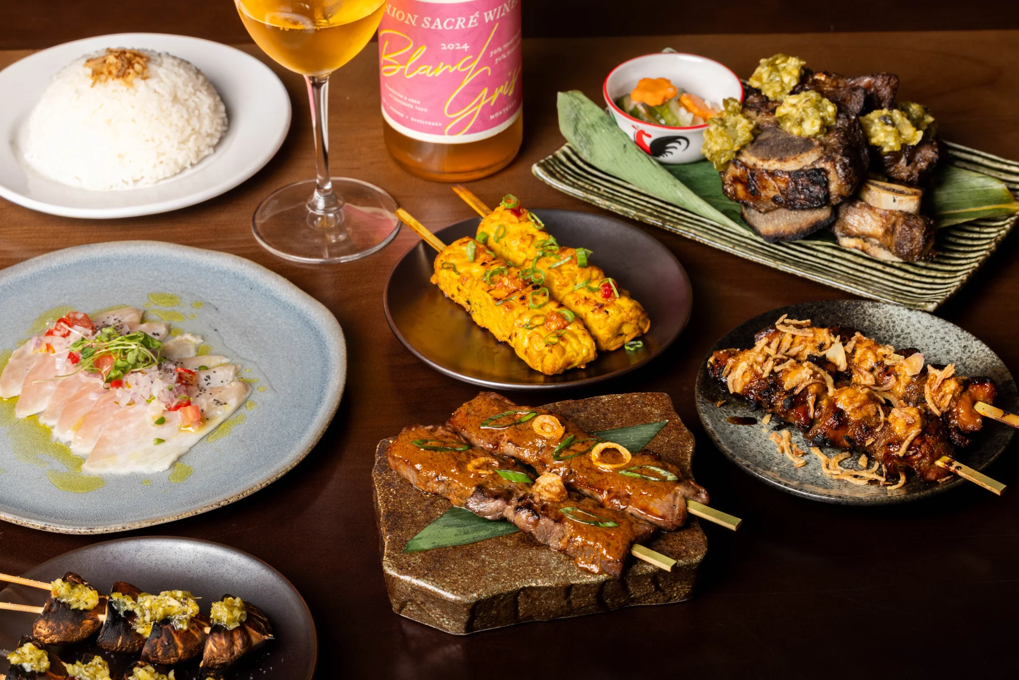 An Indonesian feast at Padi with sate, beef ribs, hamachi and wine